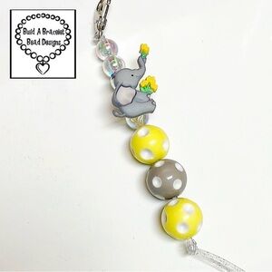 Handmade Beaded Elephant Charm Stroller Clip Diaper Bag Accessory Baby Gift